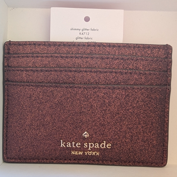 Kate Spade Cardholder Glitter Small Deep Red - Picture 1 of 9